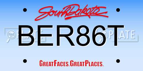 BER86T South Dakota License Plate