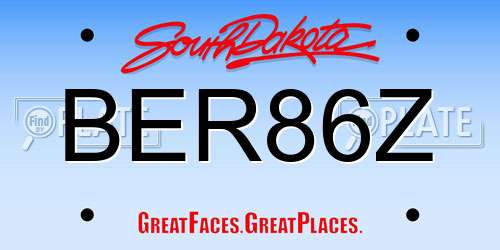 BER86Z South Dakota License Plate