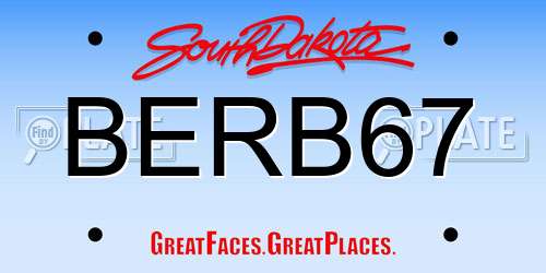 BERB67 South Dakota License Plate
