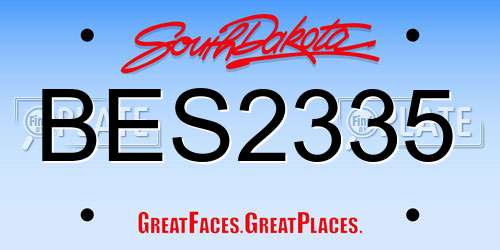 BES2335 South Dakota License Plate