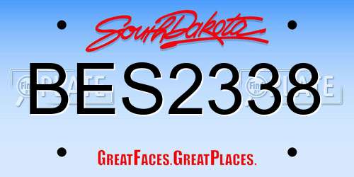 BES2338 South Dakota License Plate