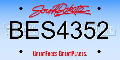 BES4352 South Dakota License Plate