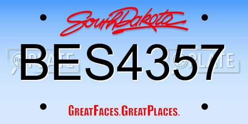 BES4357 South Dakota License Plate