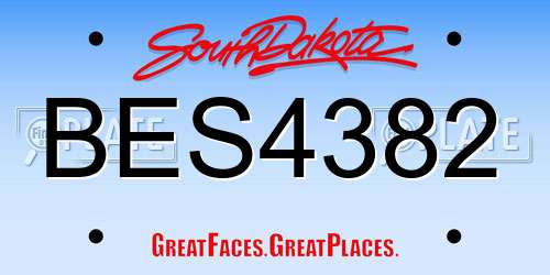 BES4382 South Dakota License Plate