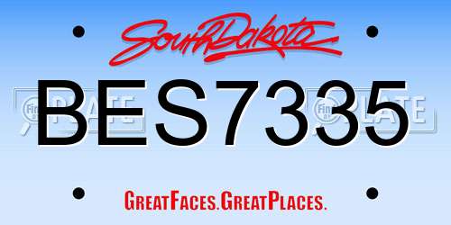 BES7335 South Dakota License Plate