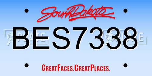 BES7338 South Dakota License Plate