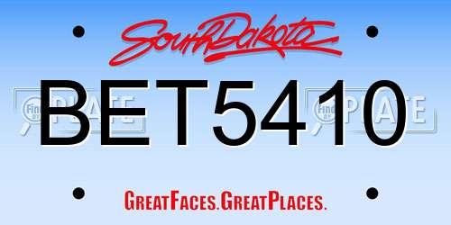 BET5410 South Dakota License Plate