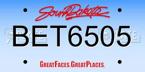 BET6505 South Dakota License Plate