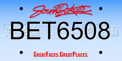 BET6508 South Dakota License Plate