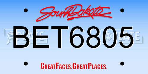BET6805 South Dakota License Plate
