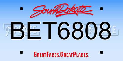 BET6808 South Dakota License Plate