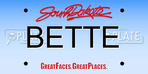 BETTE South Dakota License Plate