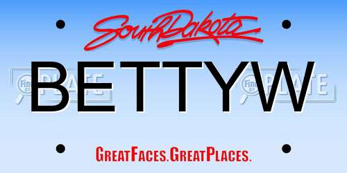BETTYW South Dakota License Plate