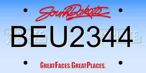 BEU2344 South Dakota License Plate