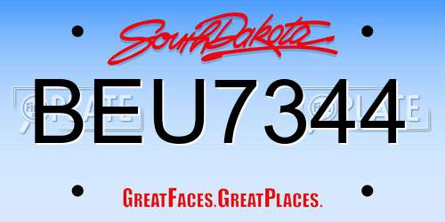 BEU7344 South Dakota License Plate