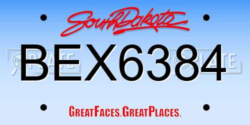 BEX6384 South Dakota License Plate