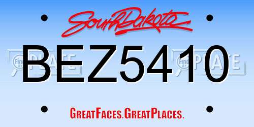 BEZ5410 South Dakota License Plate