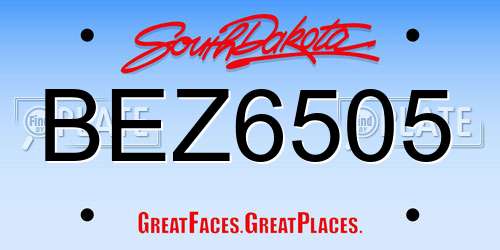 BEZ6505 South Dakota License Plate