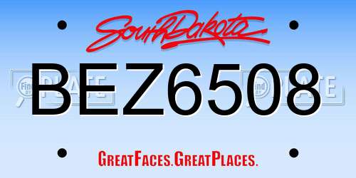 BEZ6508 South Dakota License Plate