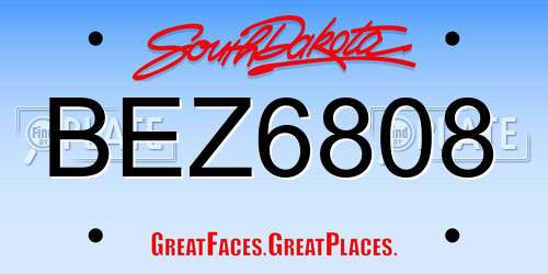 BEZ6808 South Dakota License Plate