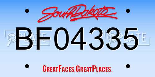 BF04335 South Dakota License Plate