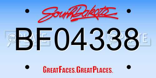 BF04338 South Dakota License Plate