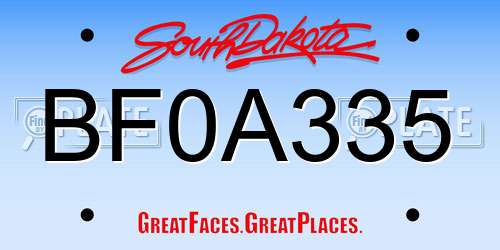 BF0A335 South Dakota License Plate