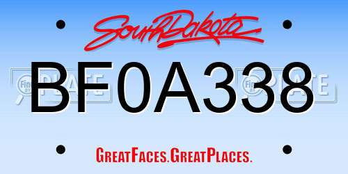 BF0A338 South Dakota License Plate