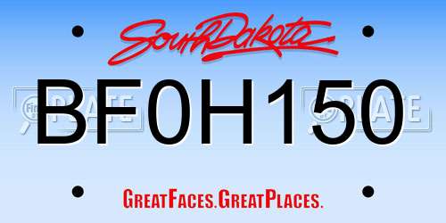 BF0H150 South Dakota License Plate