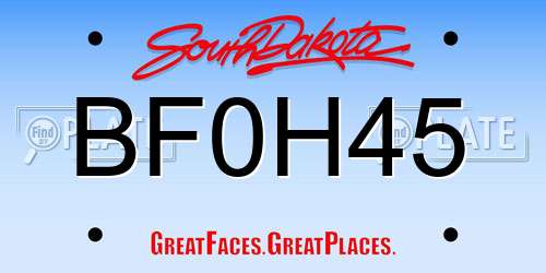 BF0H45 South Dakota License Plate