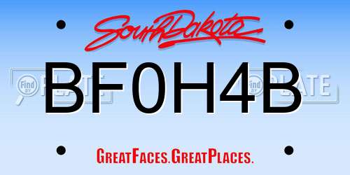 BF0H4B South Dakota License Plate