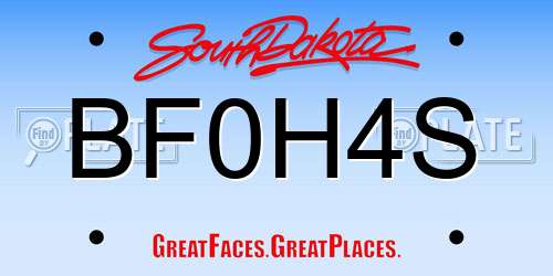 BF0H4S South Dakota License Plate