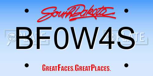 BF0W4S South Dakota License Plate