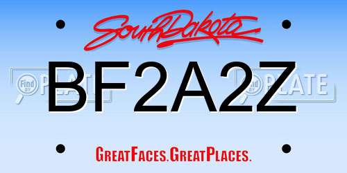 BF2A2Z South Dakota License Plate