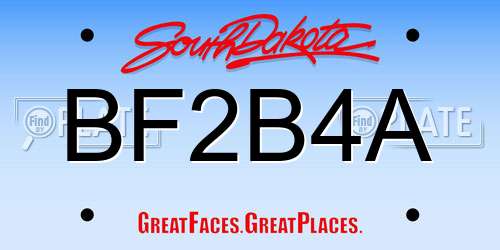 BF2B4A South Dakota License Plate