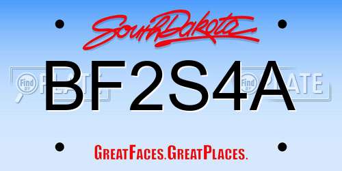 BF2S4A South Dakota License Plate