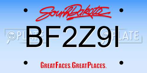 BF2Z9I South Dakota License Plate