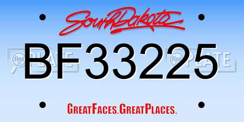 BF33225 South Dakota License Plate