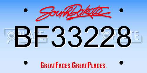 BF33228 South Dakota License Plate