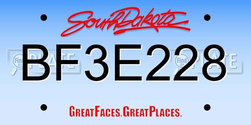 BF3E228 South Dakota License Plate