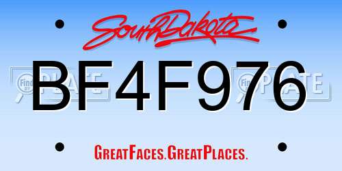 BF4F976 South Dakota License Plate