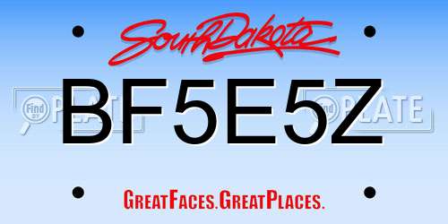 BF5E5Z South Dakota License Plate