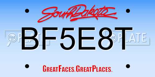 BF5E8T South Dakota License Plate
