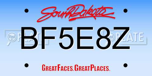BF5E8Z South Dakota License Plate