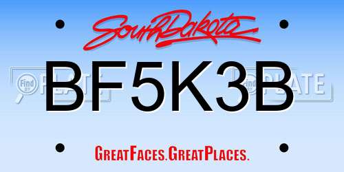 BF5K3B South Dakota License Plate