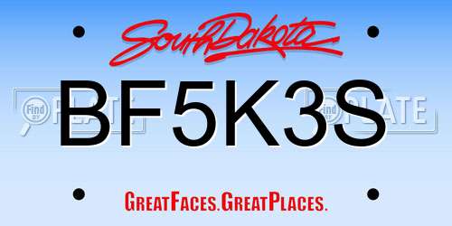 BF5K3S South Dakota License Plate