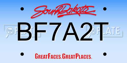 BF7A2T South Dakota License Plate