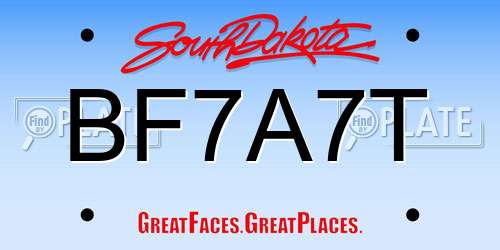BF7A7T South Dakota License Plate