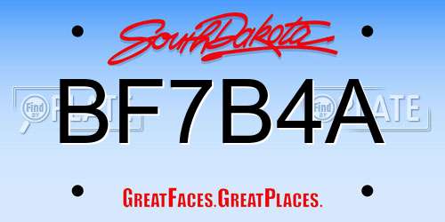 BF7B4A South Dakota License Plate