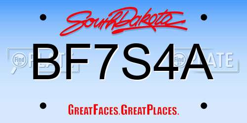 BF7S4A South Dakota License Plate